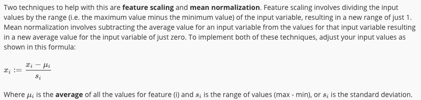 Feature Scaling and Mean Normalization